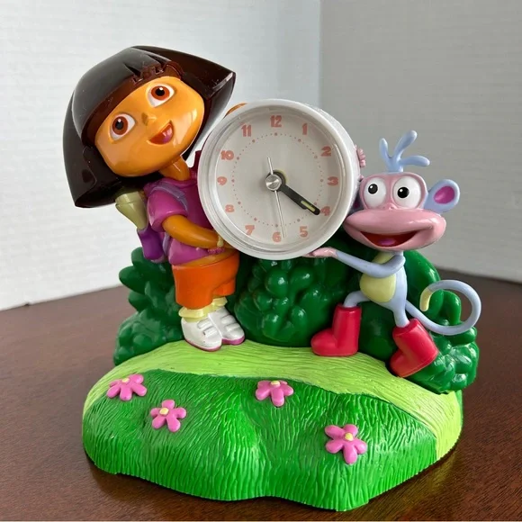 Vintage Dora the Explorer & Boots Battery Operated Clock with Musical Alarm 2003 - Picture 1 of 10